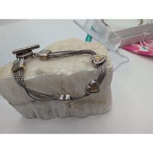 Brighton 3-Station Reversible Hearts Multi-Strand Toggle Bracelet